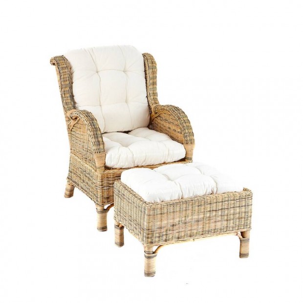 Aga Consul rattan kerti bútor, fotel lábtartóval eladó