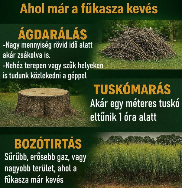 Ágdarálás, tuskómarás, bozótirtás Heves megye