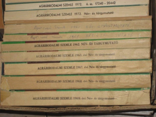Agrrirodalmi szemle nv- s trgymutat 1960-63 s 67-69