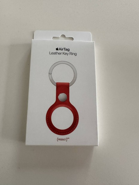 Airtag Leather Key Ring red