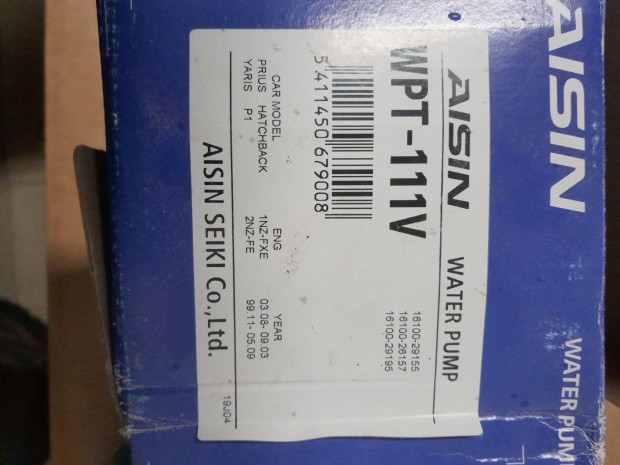 Aisin vízpumpa toyotához új állapotban eladó