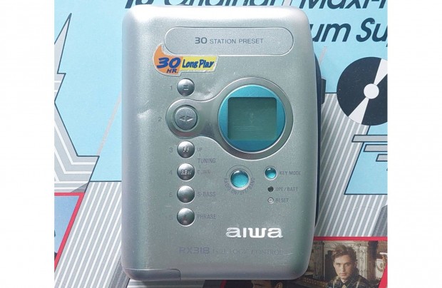 Aiwa RX318 Rádió FM/AM ODA-Vissza Játszó Walkman Kazettás MAGNÓ Fém