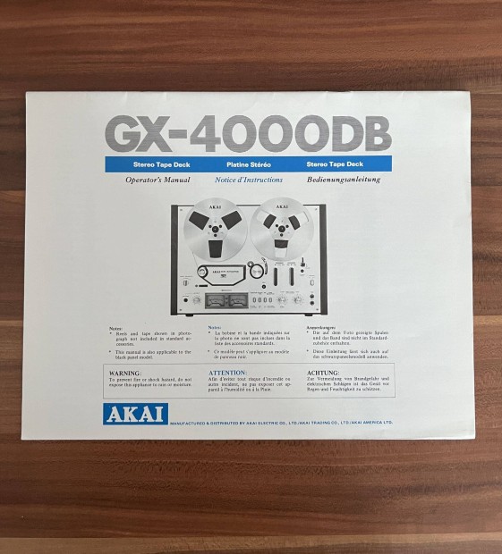 Akai Gx 4000 DB gyri eredeti hasznlati utasts, gpknyv