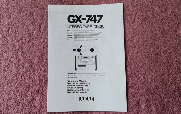 Akai Gx-747 Tape Deck Manual