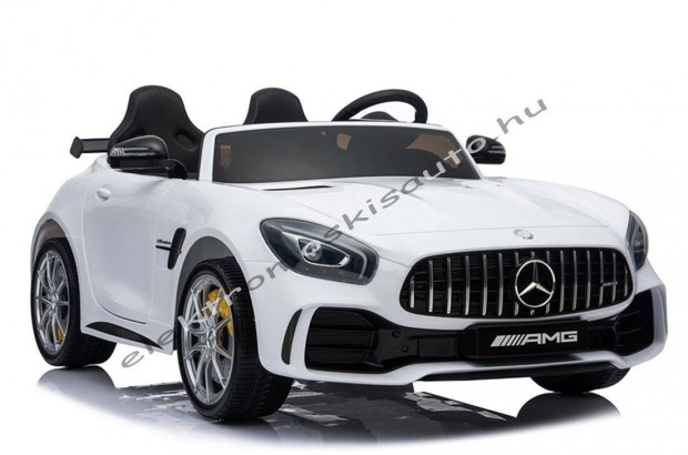 Akció! Kétszemélyes fehér Mercedes AMG GT R 12V-os elektromos kisautó