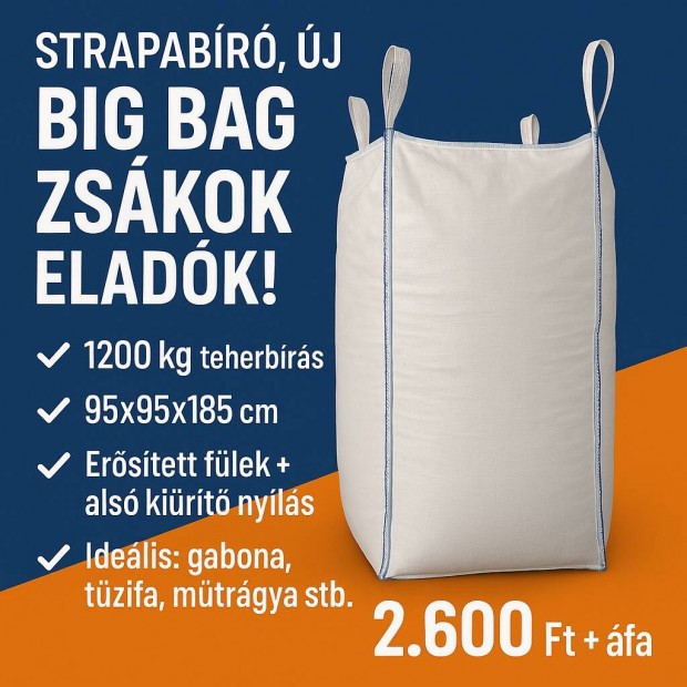 Akció!!! Új Big Bag zsákok eladók 95x95x185 cm