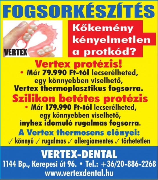 Akci!!! Vertex Thermosens Rugalmas fogsor 79990 Ft -tl.!