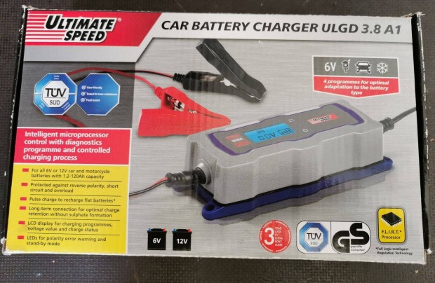 Akkumulátor töltő autó motor gépjármű 6V 12V Lidl-s, újszerű