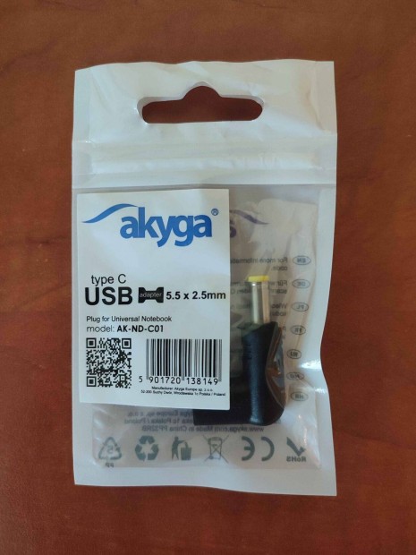 Akyga AK-ND-C01 Usbc-5.5x2.5mm laptop notebook tlt adapter