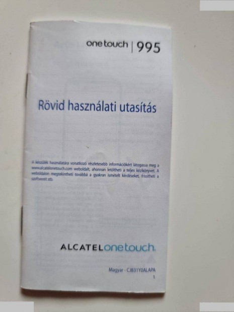 Alcatel One Touch Club magyar nyelv Hasznlati tmutat elad