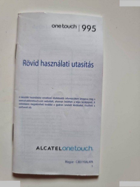 Alcatel one touch 995 Ultra magyar nyelv Haszblati tmutat elad