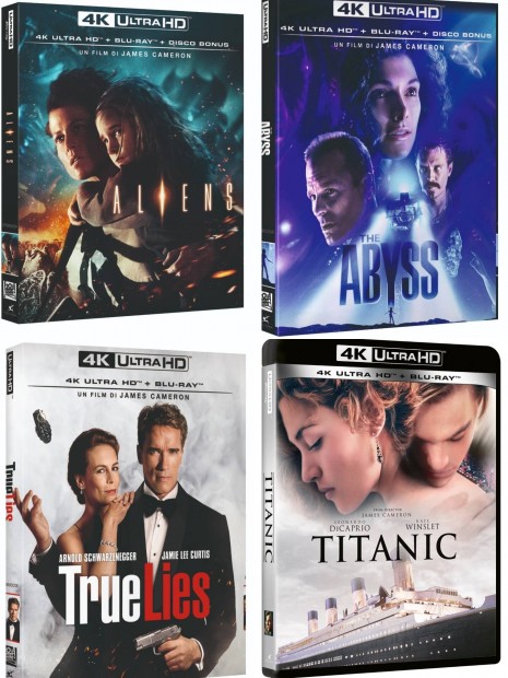 Aliens; Abyss; True Lies; Titanic 4K UHD Blu-ray kiadsok 