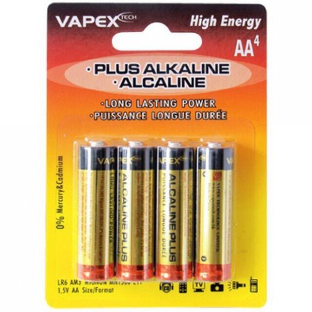 Alkli Elem : Vapex Plus Alkaline 4x AA Tartselem (0908)