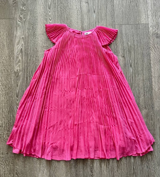 Alkalmi pink plisszrozott ruha 140-es h&m ruci 140