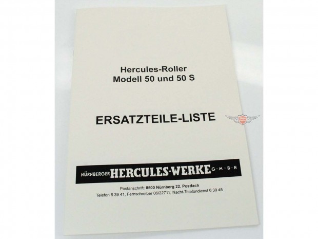Alkatrész lista alkatrész katalógus 1963 kiadás a Hercules Roller R 50