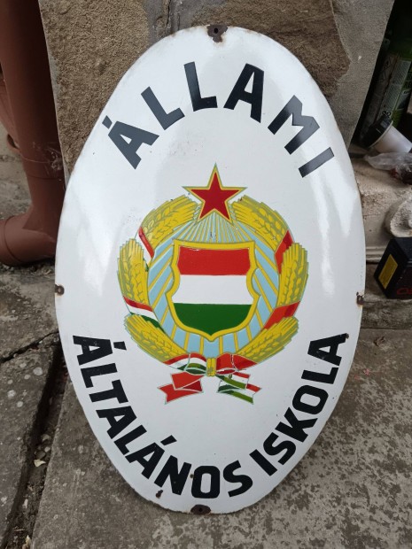 Állami Általános Iskola , ritka zománctábla