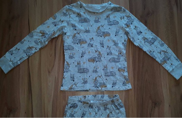 Állatos, szürke lány téli pizsama, C&A 146