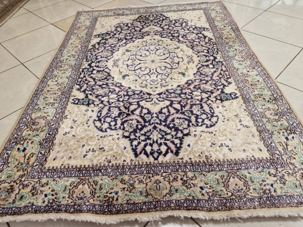 Álomszép vintage 125x275 kézi kashmír selyem perzsa szőnyeg BFZ849