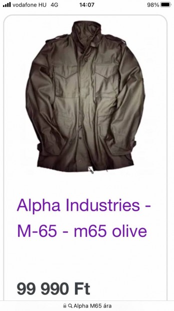 Alpha M65 olive green Military