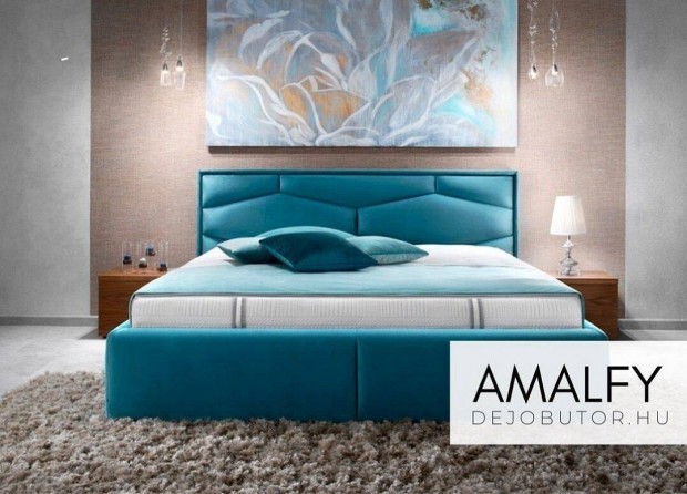 Amalfy franciaágy betétes Amsterdam 57 kék ágyneműtartós 140x200 cm
