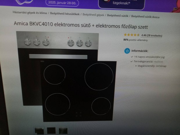 Amica Bkvc4010 elektromos st + elektromos fzlap szett j