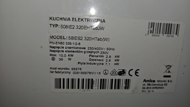 Amica szabadonálló indukciós főzőlap hőlégkeverős sütő