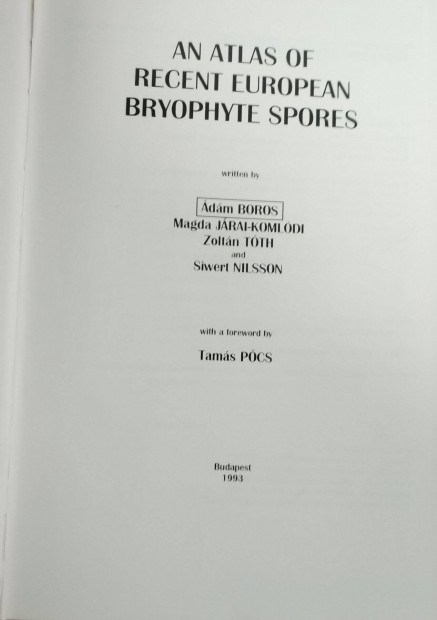 An Atlas of Recent European Bryophyte Spores