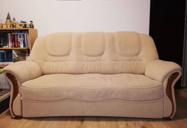 Andante kihúzható hármas kanapé és fotel Novalife huzattal bézs