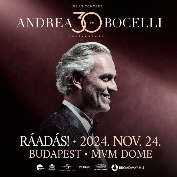 Andrea Bocelli koncert jegy 2 db 2024 MVM Dome