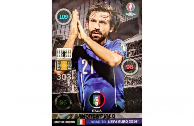 Andrea Pirlo Olaszorszg Limited focis krtya Panini Road to Euro 2016