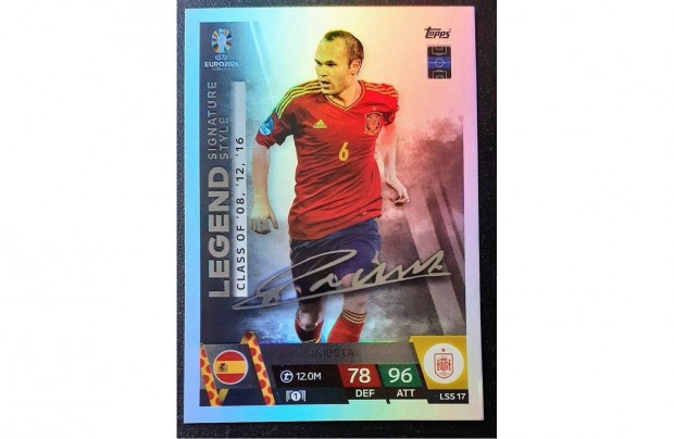 Andrs Iniesta Spanyolorszg Legend Signature Style focis krtya Euro