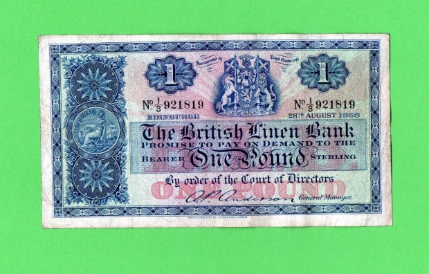 Anglia 1 Pound 1958 VF+ Bankjegy Elad!