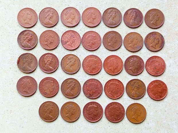 Anglia 33 db K�l�nb�z� �rme 1 Penny 1971-2015