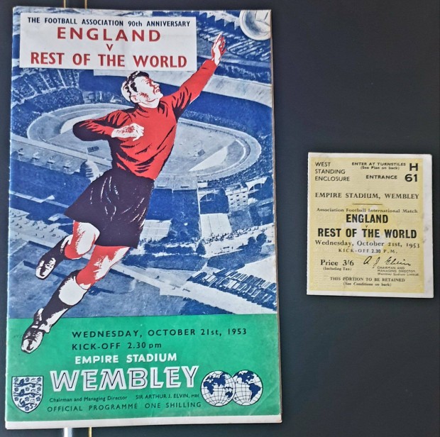 Anglia-Vilgvlogatott 1953 Aranycsapat Kubala Wembley belp s fzet