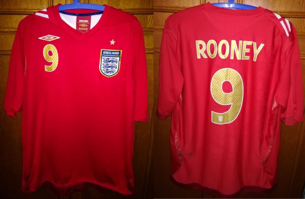 Anglia - Wayne Rooney eredeti Umbro 2006-2008 piros mez