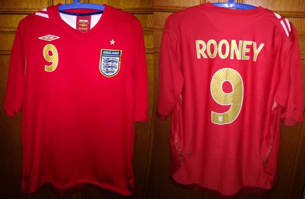 Anglia - Wayne Rooney eredeti Umbro 2006-2008 piros mez
