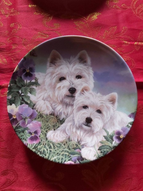 Angol fali porceln dsztnyr aranyos Westie kutyusokkal- Vitrin lla