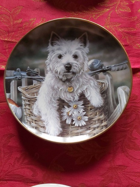 Angol fali porceln dsztnyr aranyos Westie kutyussal kerkpr kosr