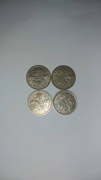 Angol six pence 1957,-1950,-1960,-11962