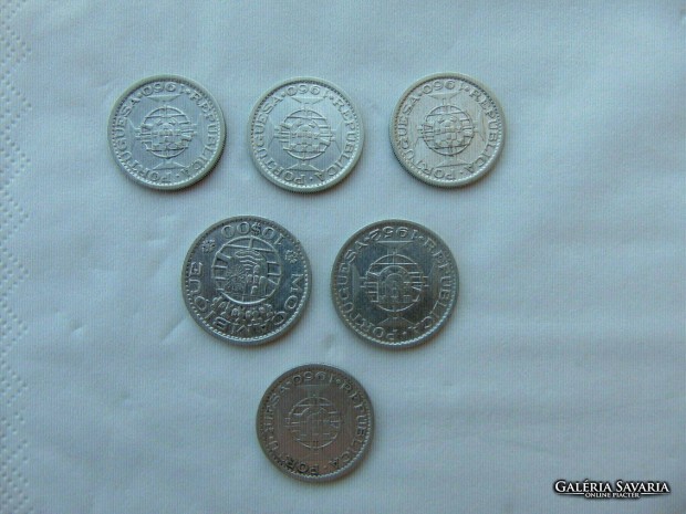 Angola - Mozambik 5 - 10 escudo 6 darab ezst LOT ! Kp szerint