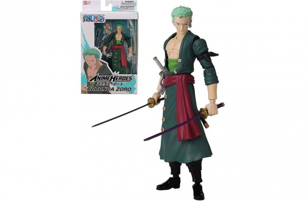 Anime Heroes One Piece Roronoa Zoro figura 17 cm Bandai