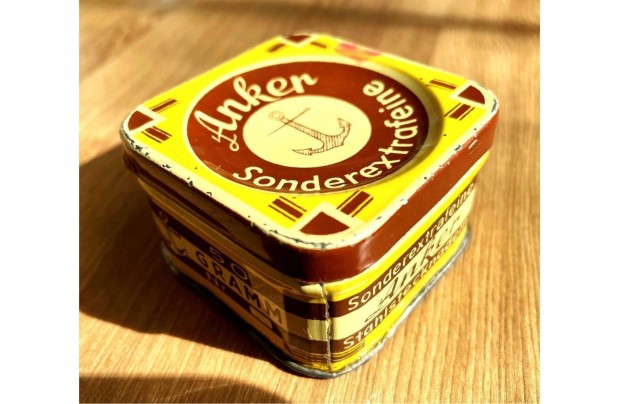 Anker Sonderextrafeine régi fém doboz, pléh doboz antik