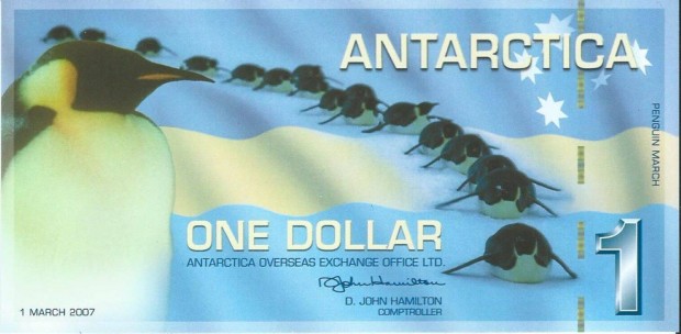 Antarktisz 1 dollr 2007 UNC polimer emlkbankjegy