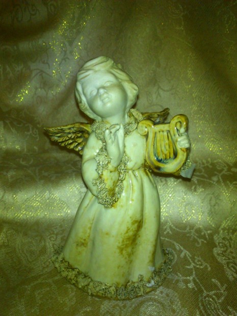 Antik 1800-as vekbl barokk gynyr jelzett porceln angyal figura!
