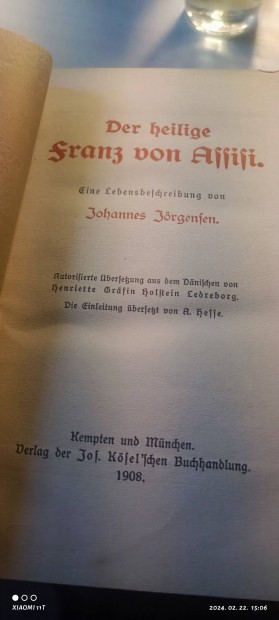 Antik 1908 Johannes Jrgensen : Asissi Szent Ferenc. Posta 