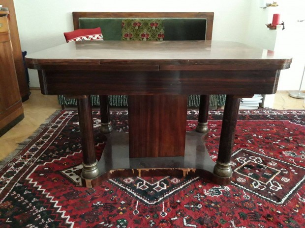 Antik Art Deco asztal, nyithat 120/225x95x74