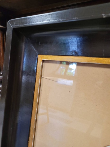 Antik Biedermeier keret + katonai kép