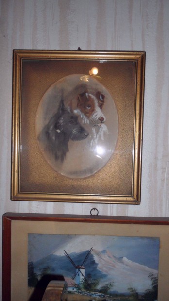 Antik Foxi" kutya 2 kutys (1971) nmet festmny kartonra festve