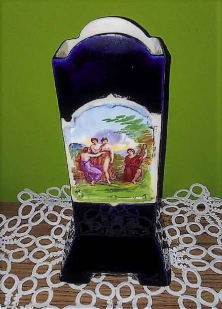 Antik Josef Strnact Junior kobaltkék fajansz váza