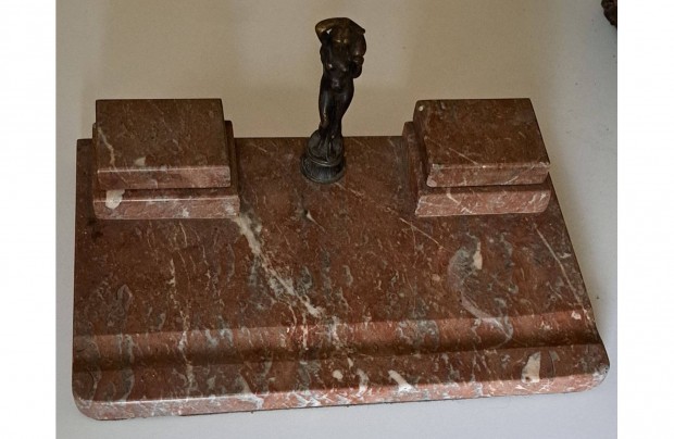 Antik Márvány Kalamáris bronz női akt szoborral